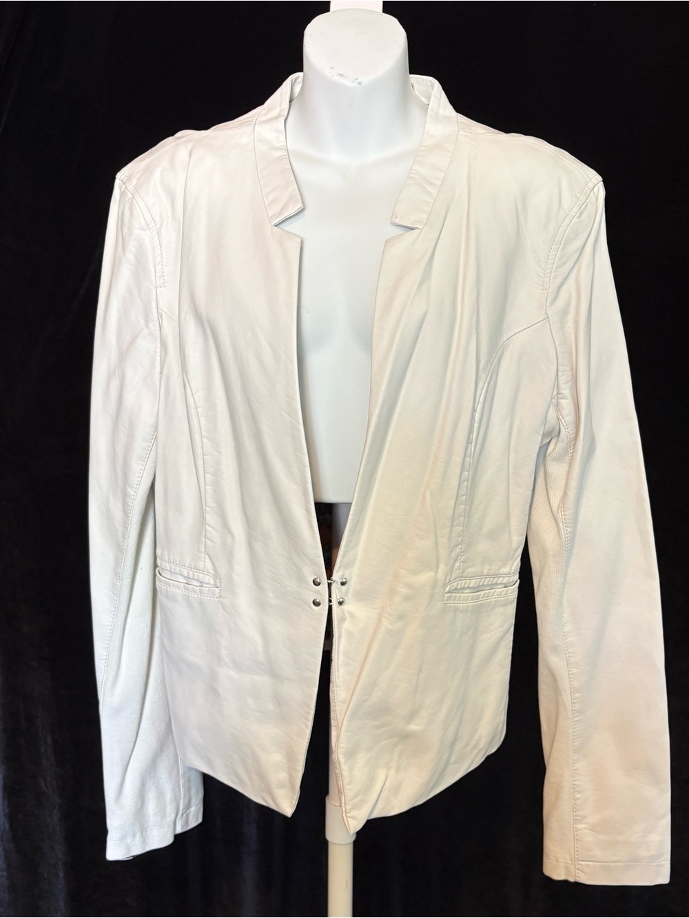 Black Rivet White Faux Leather Jacket with Multicolor Floral Lining